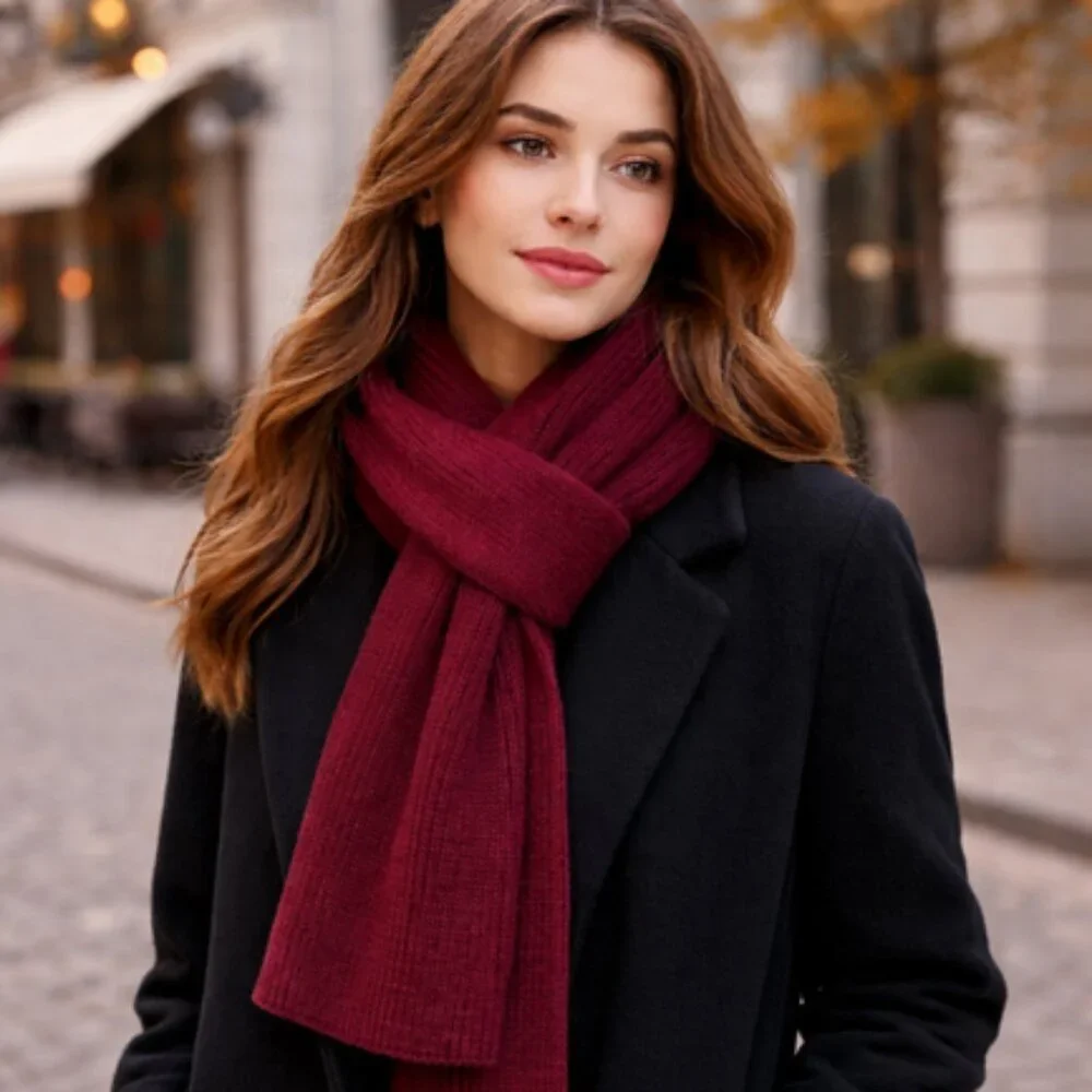 Vintage Merlot Ribbed Knit Scarf – Made in Taiwan R.O.C.